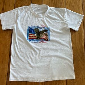 Land Of The Free Home Of The Brave Short Sleeve Patriotic USA T-Shirt - Size L